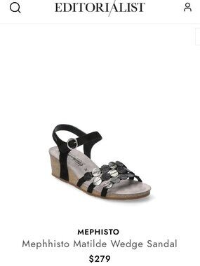 Mephisto Matilde Sandal Womens size 41/ 9.5-10 Black Wedge Heel Comfortable $279